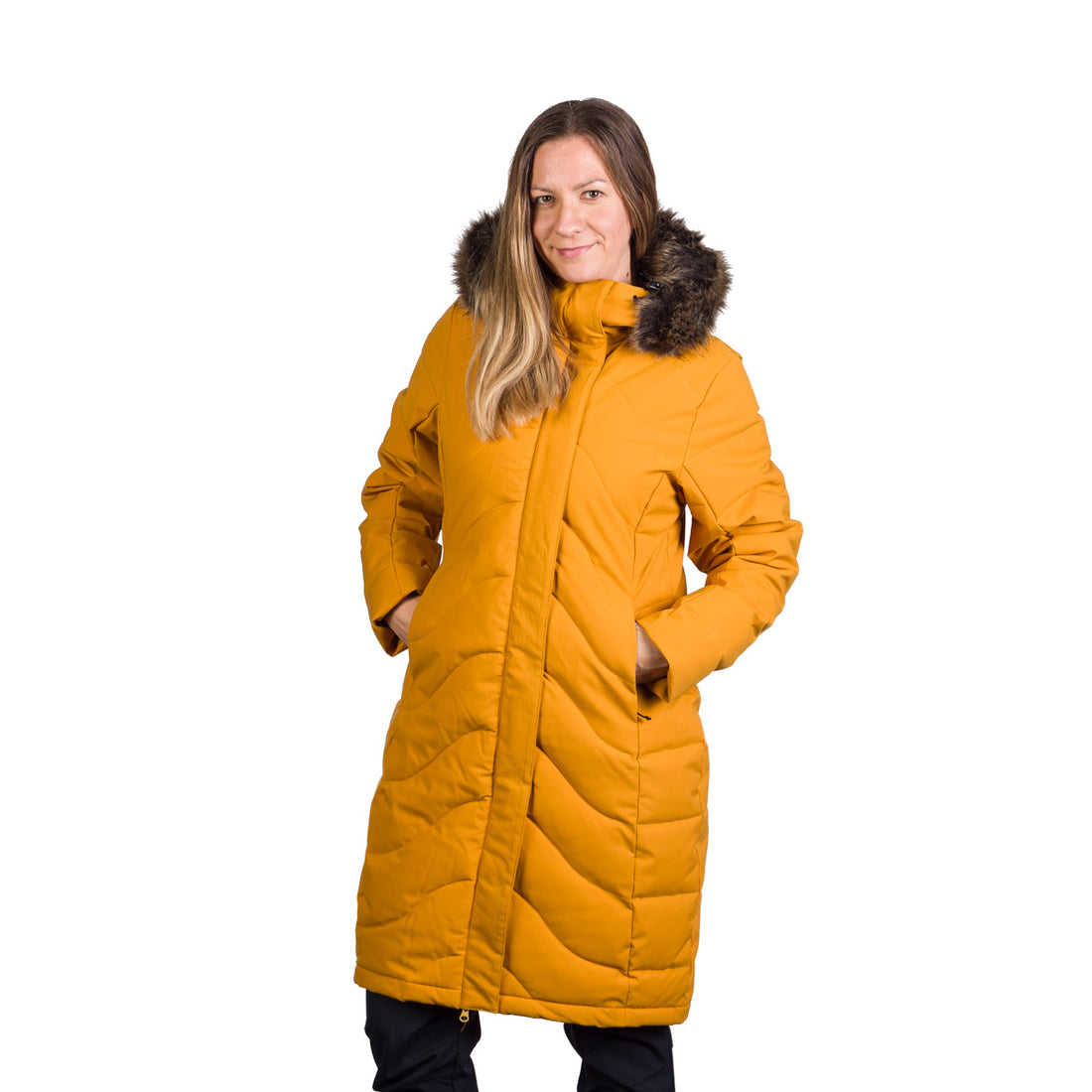 Women's insulated long jacket with fur ROBIN