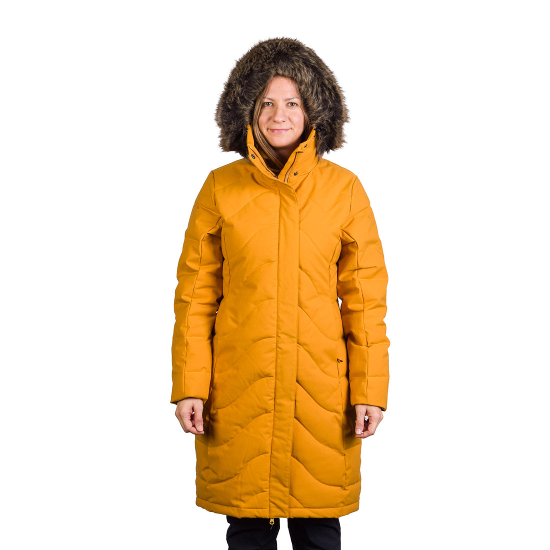 Women's insulated long jacket with fur ROBIN