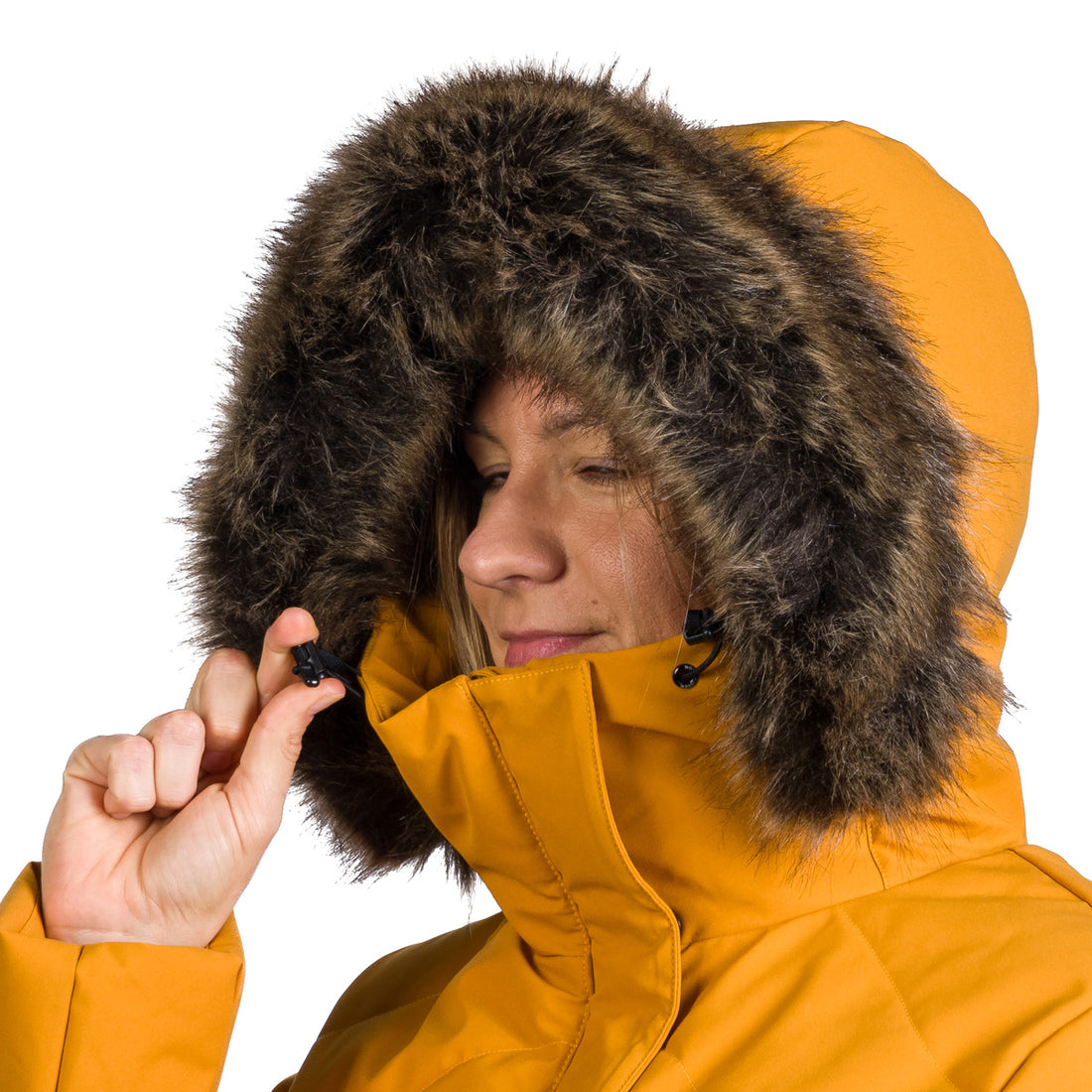 Women's insulated long jacket with fur ROBIN