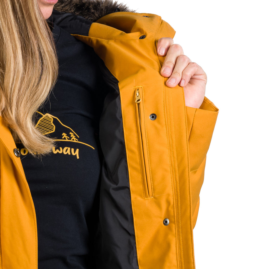 Women's insulated long jacket with fur ROBIN
