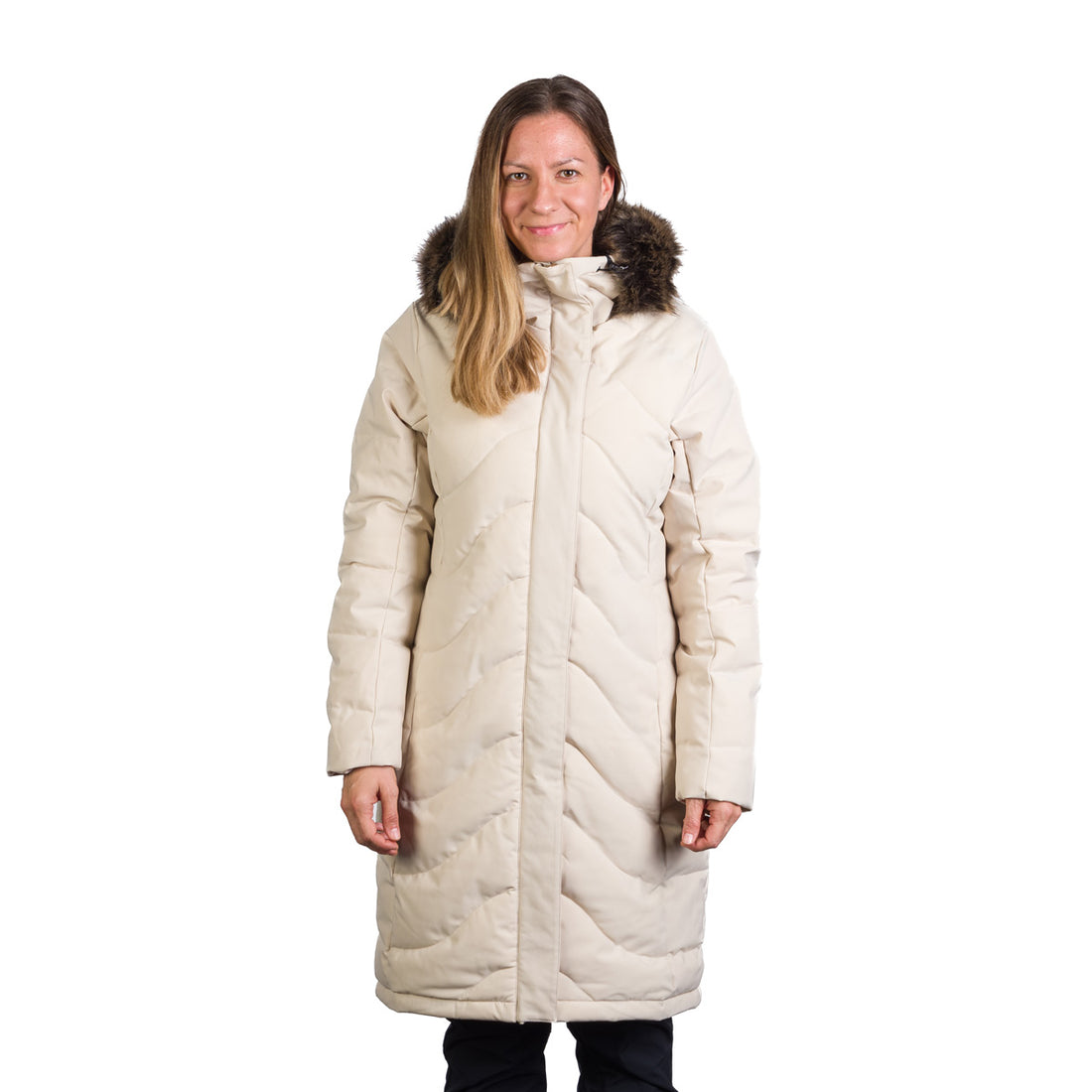 Women's insulated long jacket with fur ROBIN