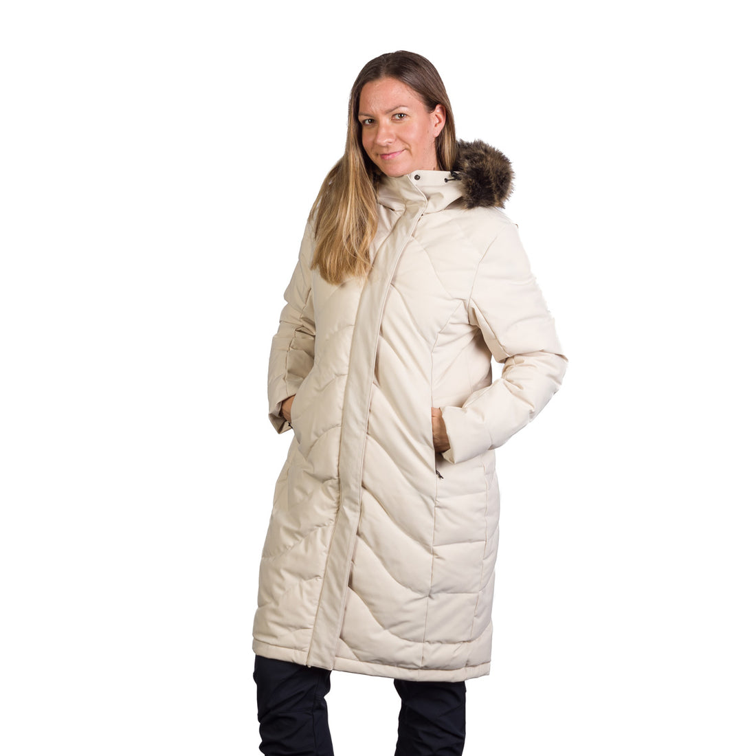 Women's insulated long jacket with fur ROBIN