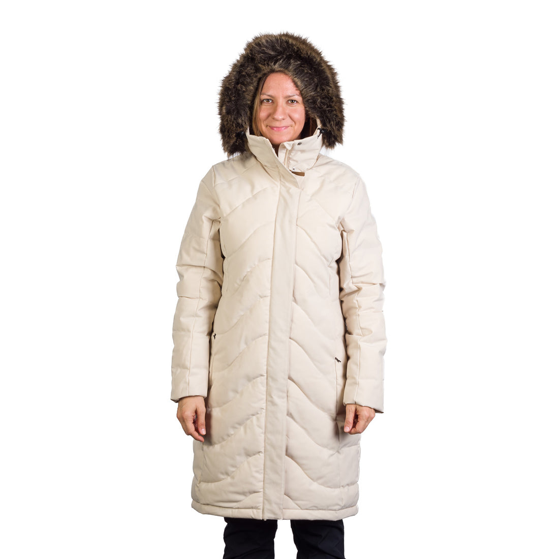 Women's insulated long jacket with fur ROBIN
