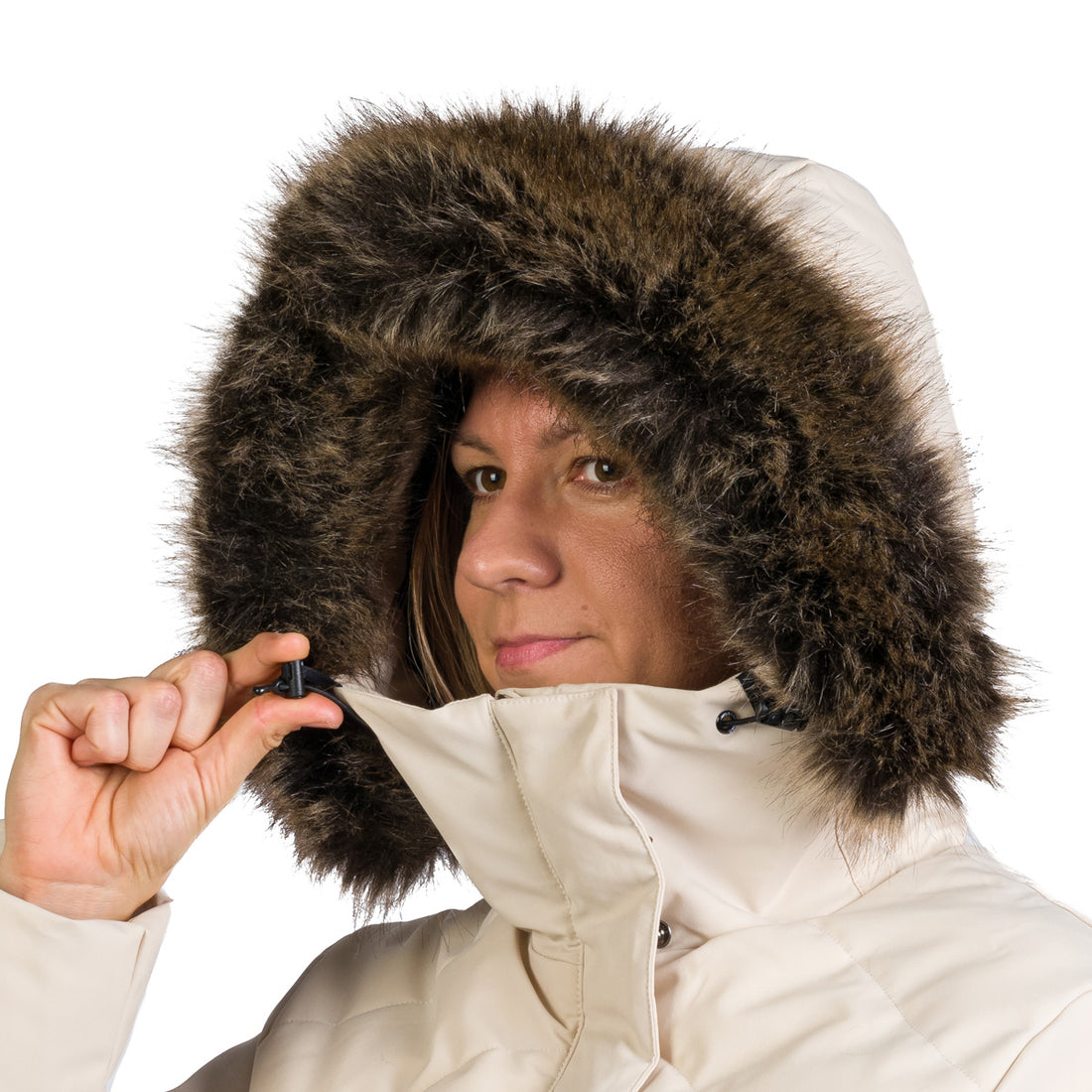 Women's insulated long jacket with fur ROBIN
