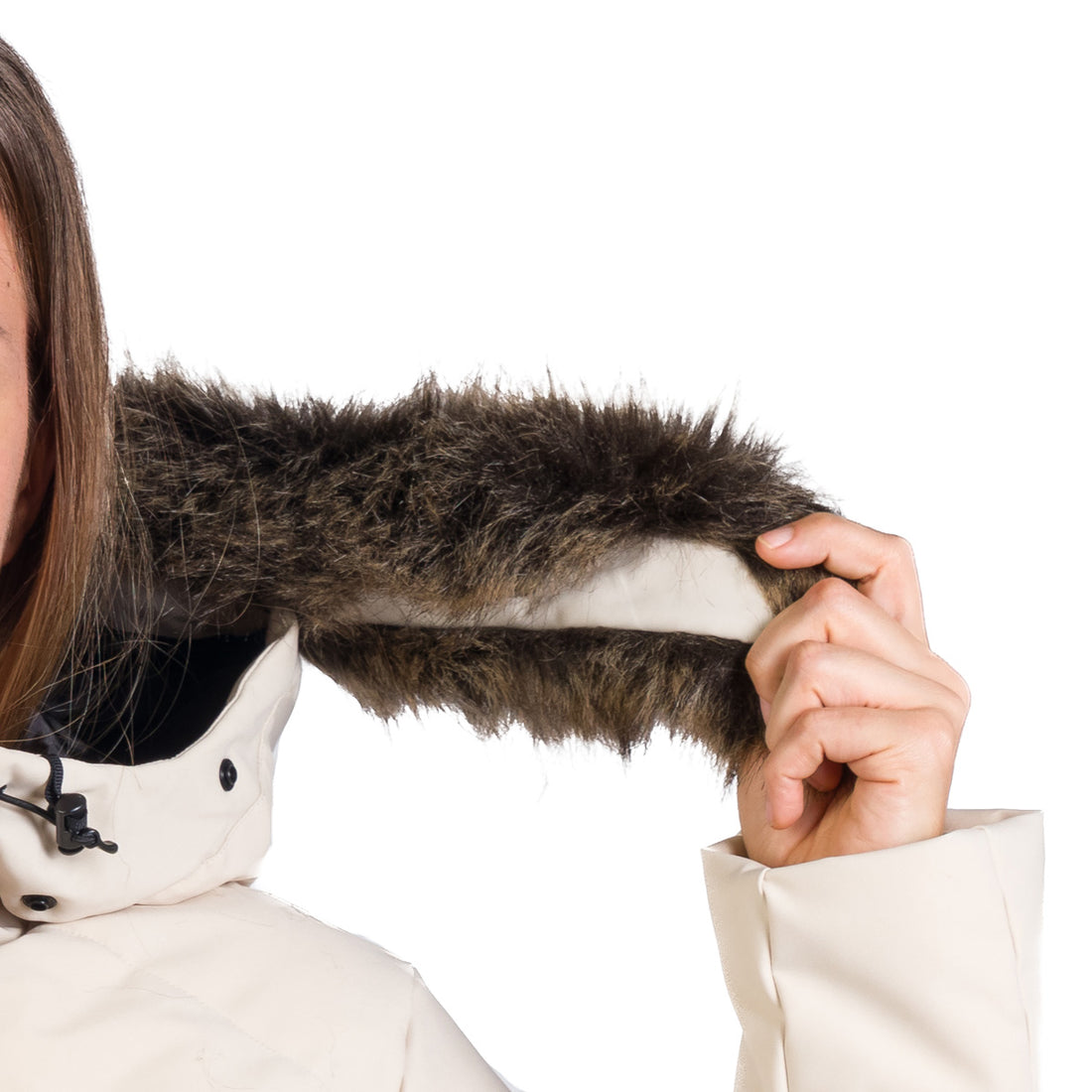 Women's insulated long jacket with fur ROBIN