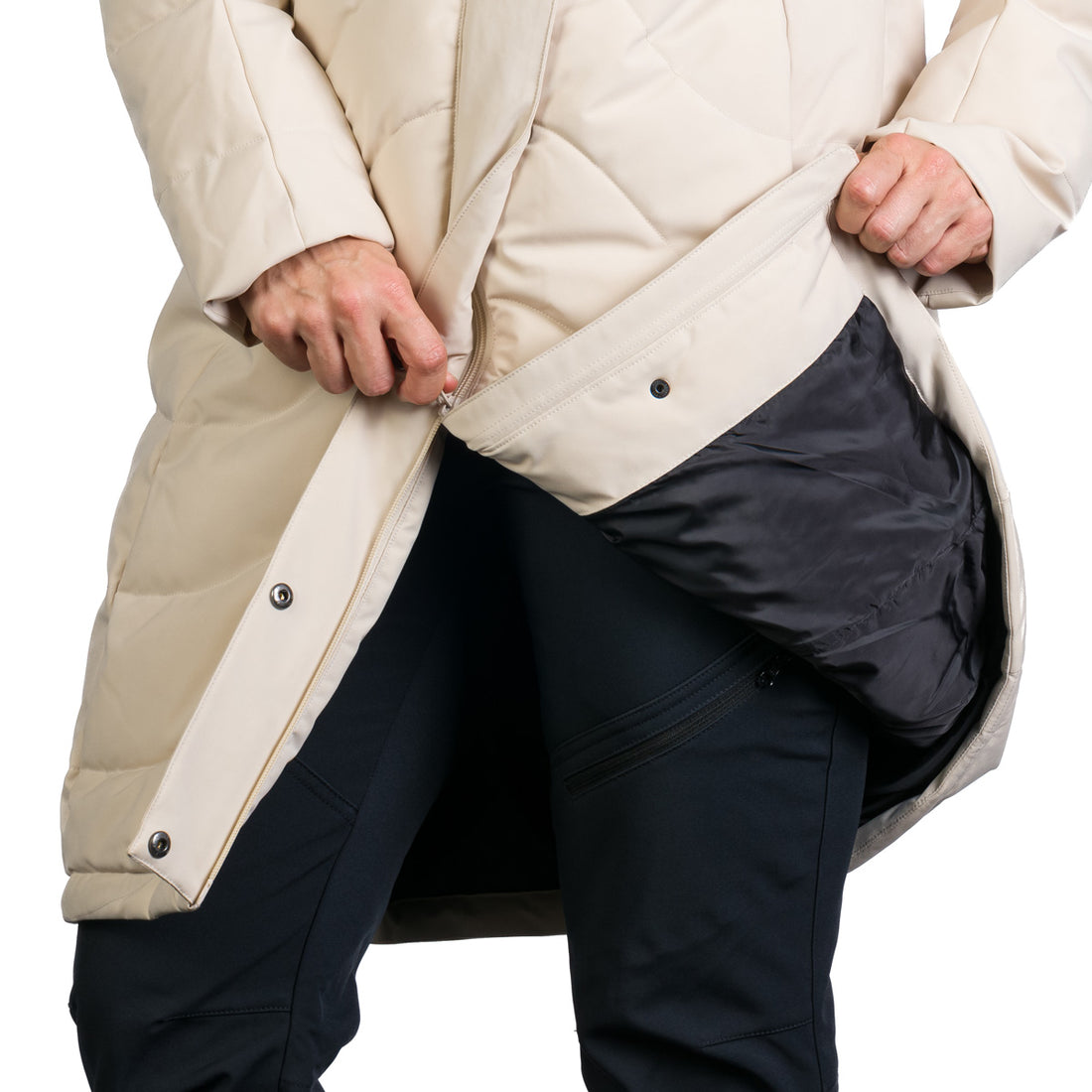 Women's insulated long jacket with fur ROBIN