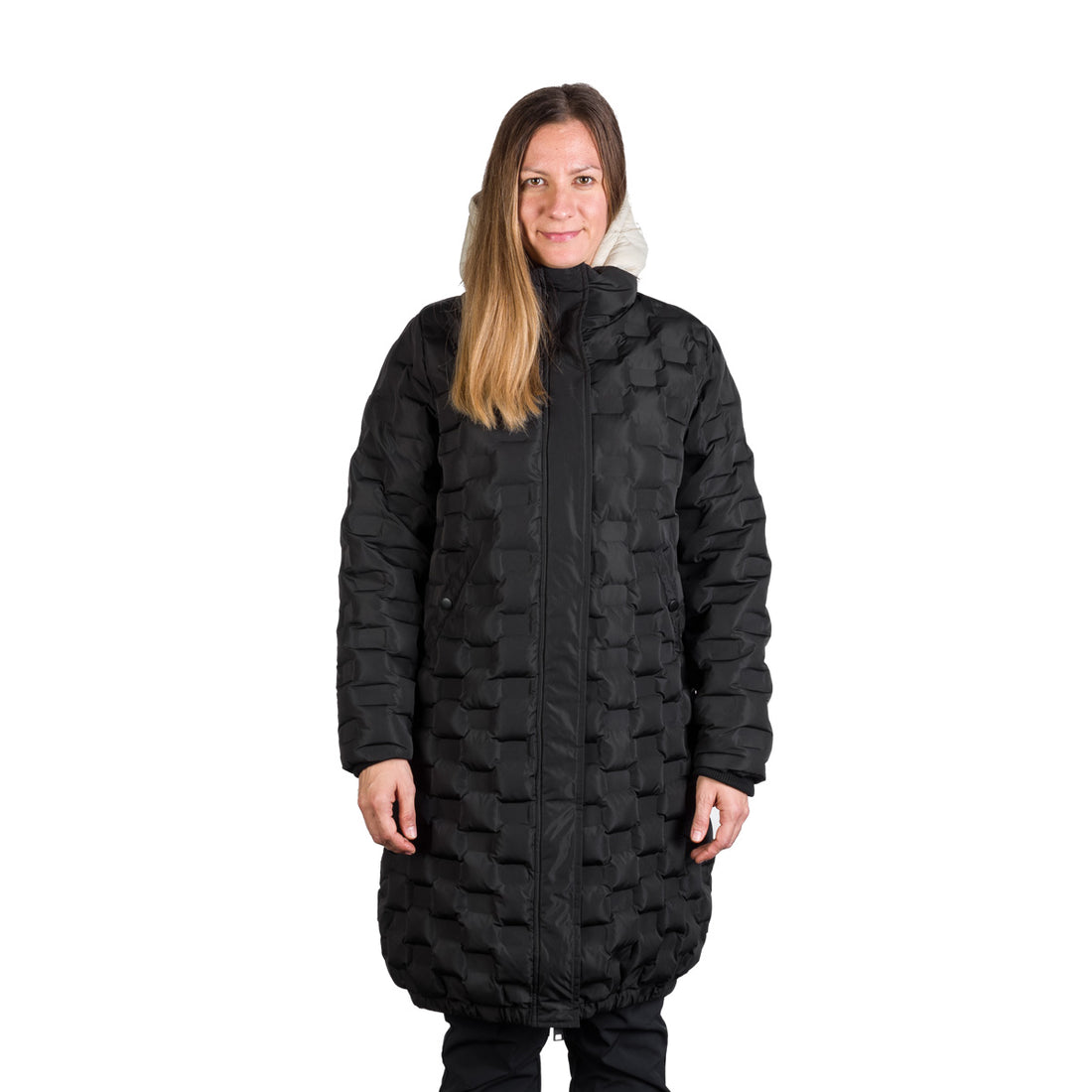 Women's long jacket with gluing in the shape of a cube LAURIE