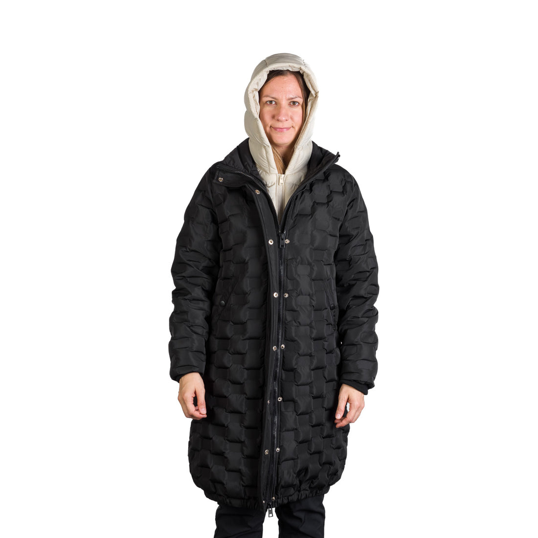 Women's long jacket with gluing in the shape of a cube LAURIE
