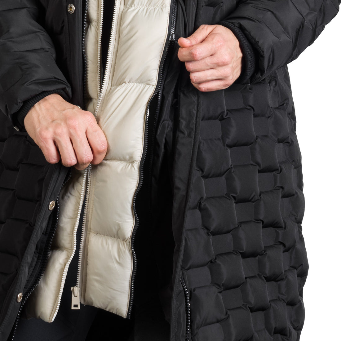 Women's long jacket with gluing in the shape of a cube LAURIE