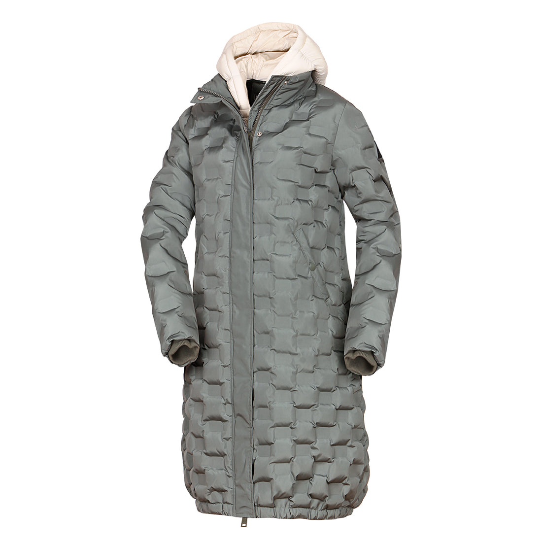 Women's long jacket with gluing in the shape of a cube LAURIE
