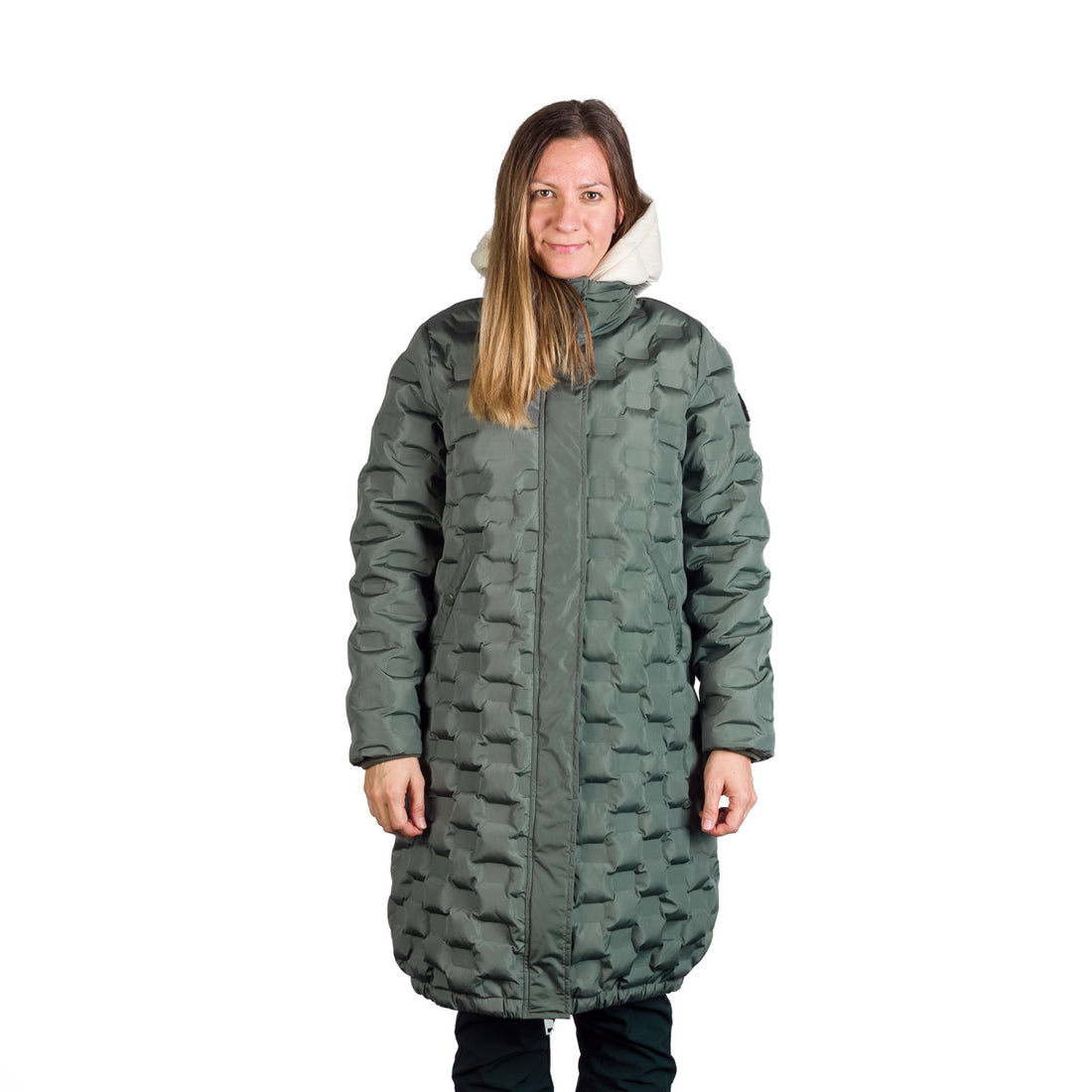 Women's long jacket with gluing in the shape of a cube LAURIE