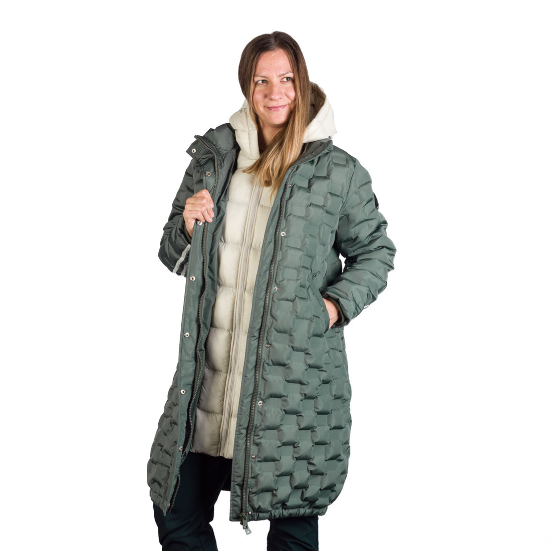 Women's long jacket with gluing in the shape of a cube LAURIE