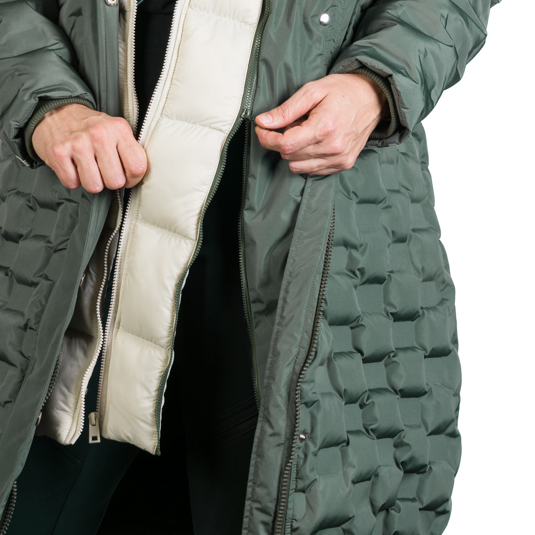 Women's long jacket with gluing in the shape of a cube LAURIE