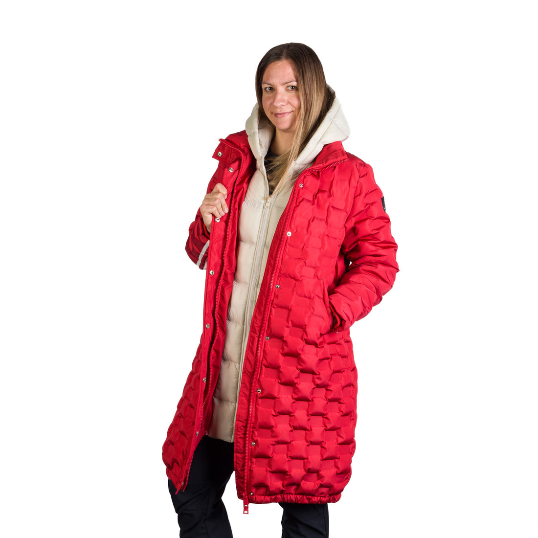 Women's long jacket with gluing in the shape of a cube LAURIE